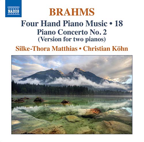CD cover for Brahms’ piano music featuring a mountain landscape.