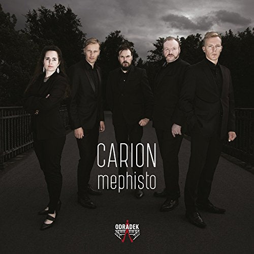 Carion ensemble in black formalwear, album cover for "Mephisto.