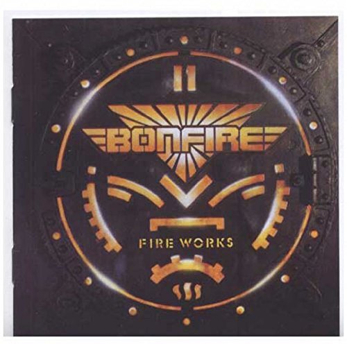 Bonfire “Fireworks” CD cover: dark metal background with orange and gold design.
