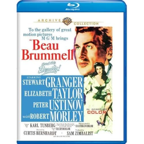Beau Brummell" Blu-ray cover featuring Stewart Granger and Elizabeth Taylor.