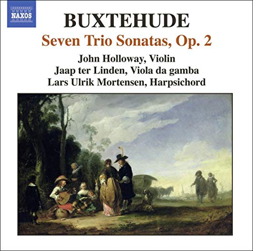 CD cover featuring Buxtehude music text above a classical painting of figures in nature.
