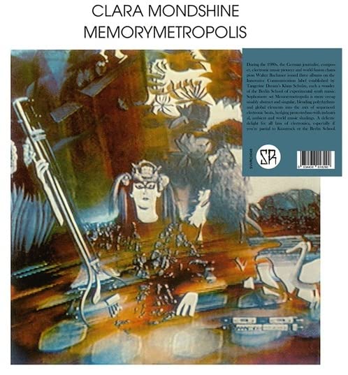 Vinyl record cover for Clara Mondshine’s “Memorymetropolis,” featuring surreal art.