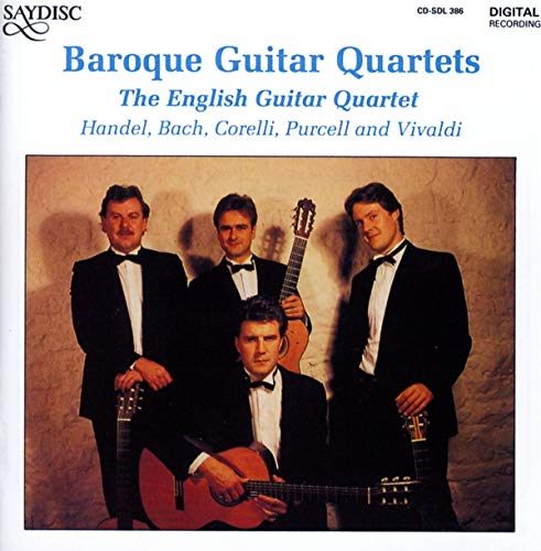 CD cover featuring four men in suits with classical guitars.