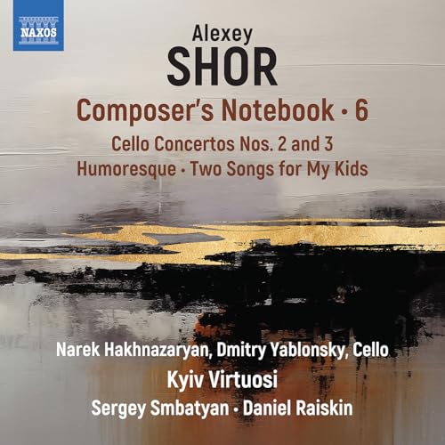 CD cover for “Shor - Composer’s Notebook 6” with abstract gold and black design.
