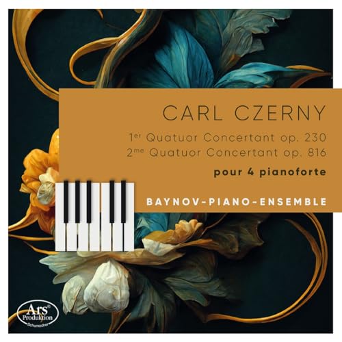 CD cover for Czerny’s piano quartet music with floral artwork.