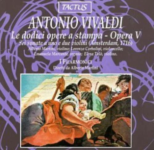 CD cover for Vivaldi’s “Opera V” featuring a Baroque painting detail.