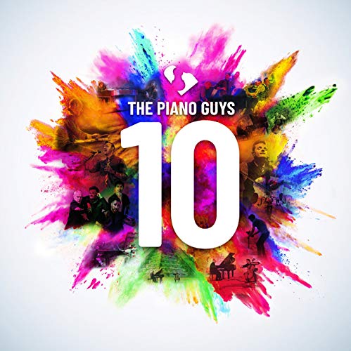 Album cover for The Piano Guys’ “10” with colorful paint splash effect.