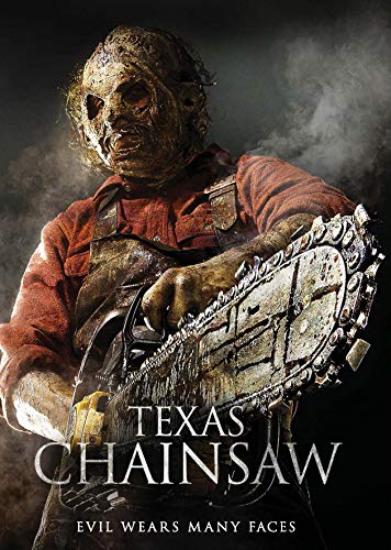 Leatherface with a chainsaw, movie poster for "Texas Chainsaw.