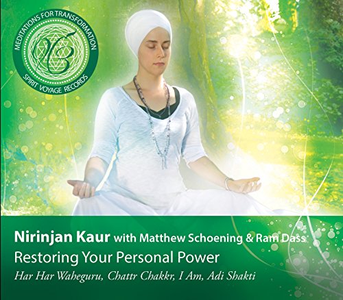 Woman meditating with hands up, green and white album cover.