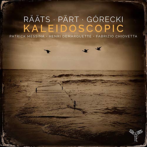 CD cover: seascape with birds, text “Rääts, Pärt, Górecki: Kaleidoscopic”.