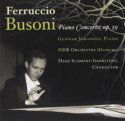 CD cover: Busoni piano concerto with portrait of composer and pianist.