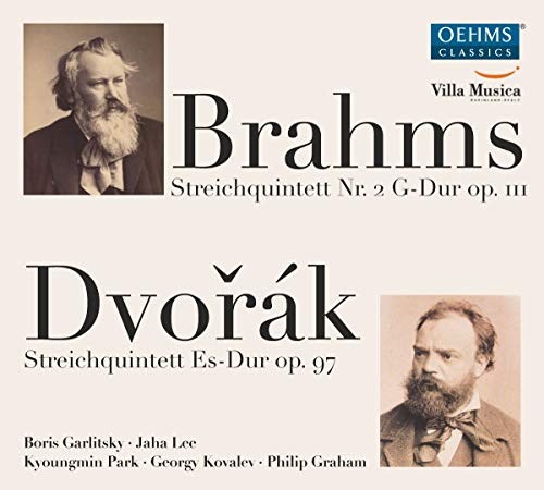 CD cover featuring portraits of composers Brahms and Dvořák.