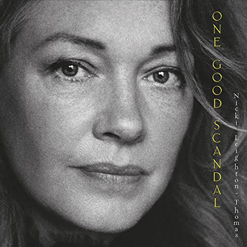 Black and white portrait of Nicki Leighton-Thomas, album cover “One Good Scandal.”