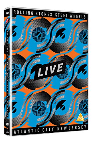 Rolling Stones “Steel Wheels” DVD cover with blue, black, and orange design.