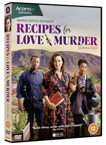DVD cover for "Recipes for Love & Murder" featuring three actors and a landscape.