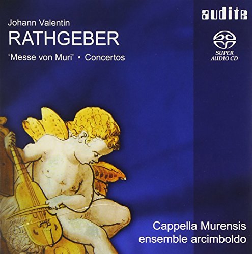 CD cover: Baroque angel playing a cello on a blue background.