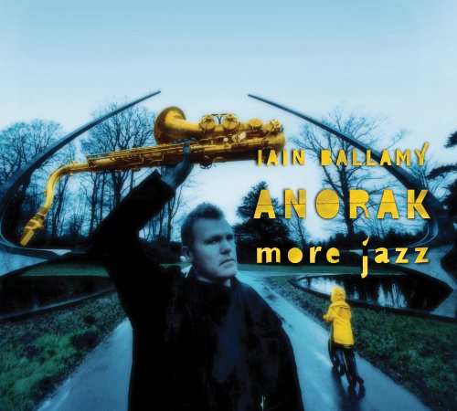 CD cover: man with saxophone, child on bike, outdoor scene.
