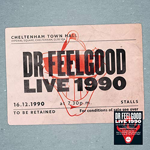Dr Feelgood Live 1990 vinyl record cover, resembling a concert ticket.