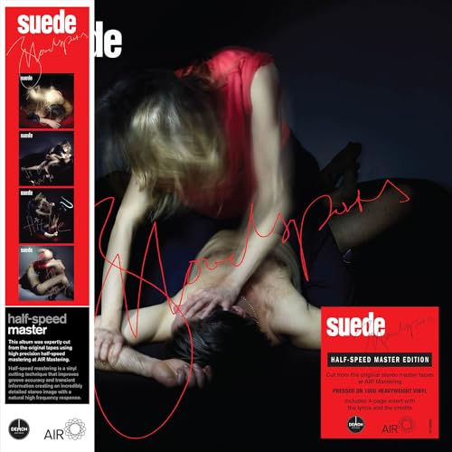 Suede’s “Bloodsports” vinyl album cover depicts a couple in a passionate embrace.