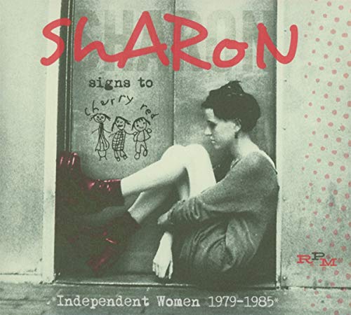 CD cover: woman seated by graffiti, text “Sharon signs to Cherry Red”.