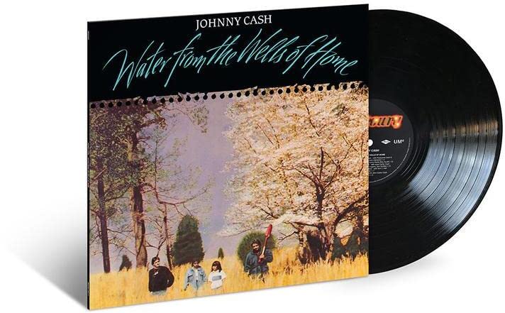 Johnny Cash album cover, “Water From The Wells Of Home,” with vinyl record.