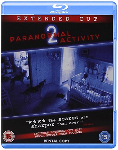 Paranormal Activity 2" DVD cover with a darkened bedroom scene and large number 2.