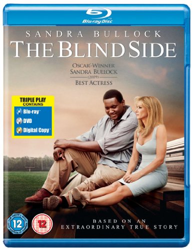 Blu-ray cover for "The Blind Side" featuring Sandra Bullock and Quinton Aaron.
