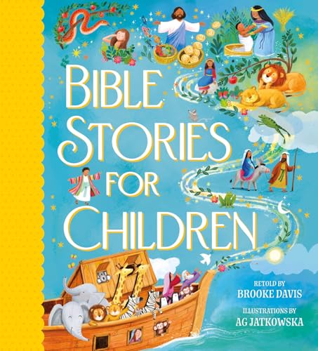 Cover of “Bible Stories for Children” with colorful illustrations of biblical scenes.