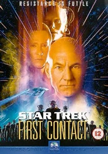 “Star Trek: First Contact” DVD cover featuring Picard, Data, and Borg imagery.