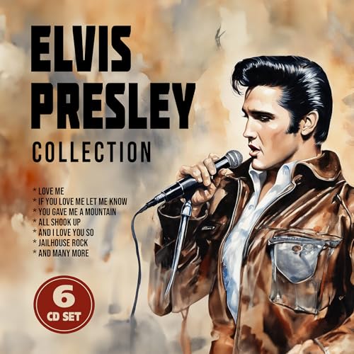 Elvis Presley singing into a microphone on a 6 CD set album cover.
