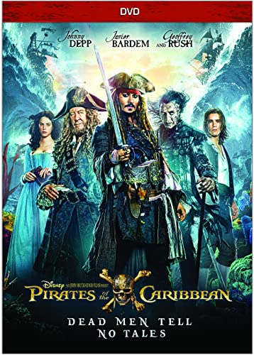 Pirates of the Caribbean DVD cover featuring Jack Sparrow and cast.