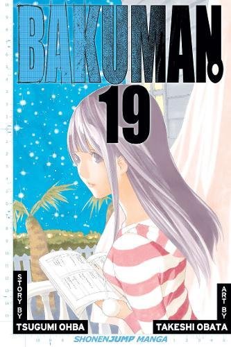 Bakuman volume 19 cover: girl reading with a seaside backdrop.