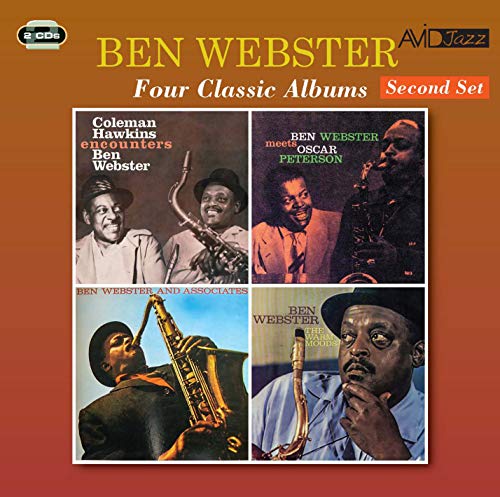 Album cover featuring four Ben Webster jazz album artworks on a brown background.
