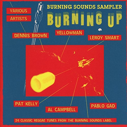 CD cover for “Burning Up” sampler featuring reggae artists and imagery.