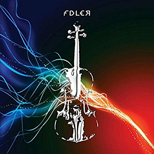 CD cover with a white violin and abstract blue and red light trails.