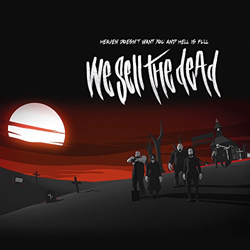 Album cover: silhouetted figures walk toward a church under a red sun.