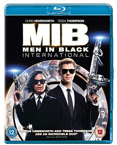 Men In Black: International Blu-ray cover with Chris Hemsworth and Tessa Thompson.