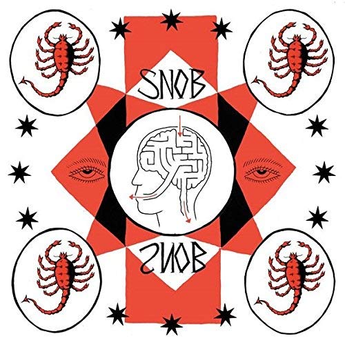 Red album cover with scorpions, eyes, a brain, and the word "SNOB".