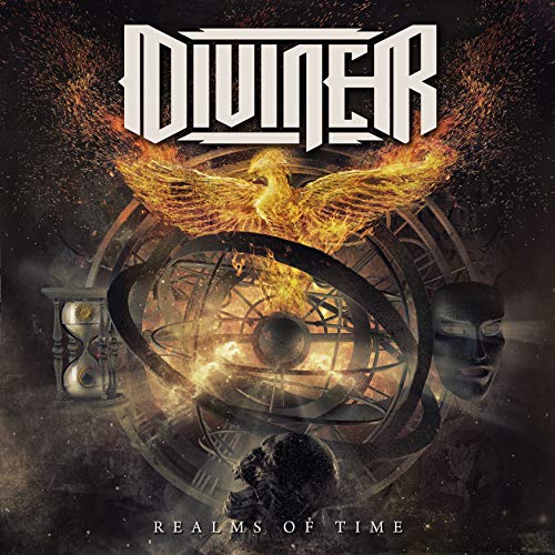 CD cover: phoenix rising from gears, hourglasses, and stone faces.