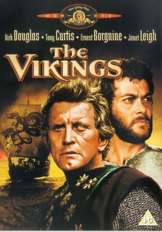 DVD cover for "The Vikings" featuring Kirk Douglas and Tony Curtis.