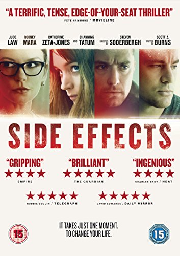 DVD cover for Side Effects featuring four actors' faces, film title, and review stars.