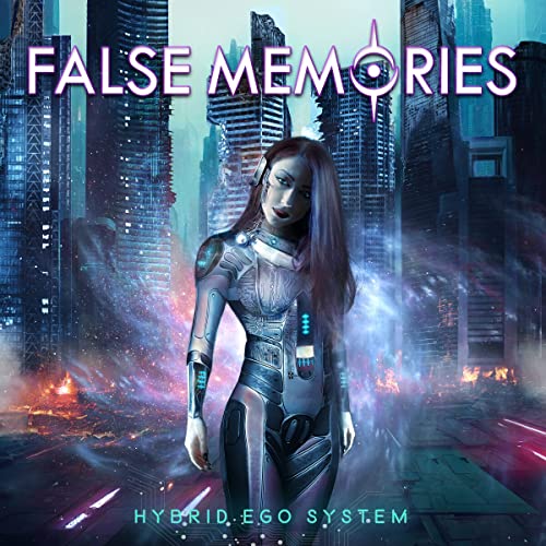 CD cover: cyberpunk woman with robotic enhancements in a city landscape.