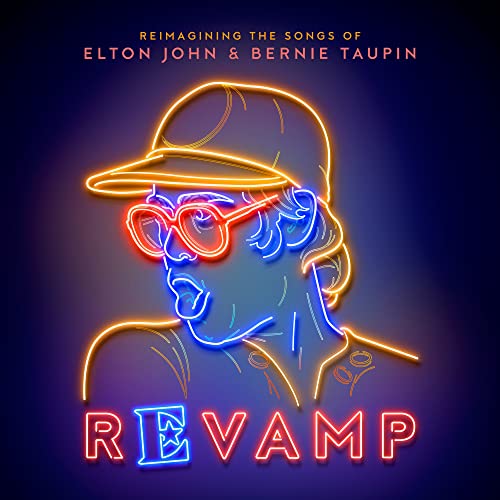 “Revamp” CD cover: Neon portrait of a person wearing a cap and glasses.