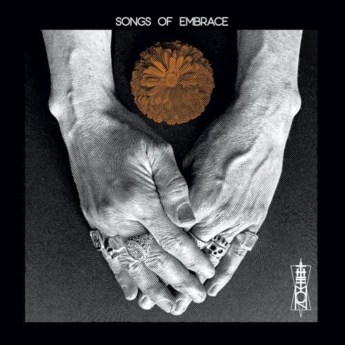 CD cover: hands cradling an orange floral image, black background.
