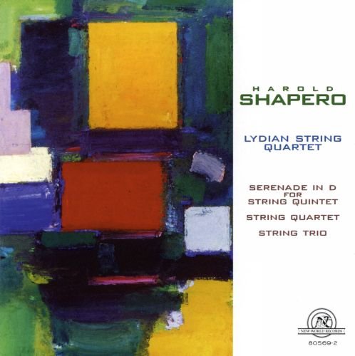 CD cover with abstract colorful blocks and text: Shapero, Lydian String Quartet.