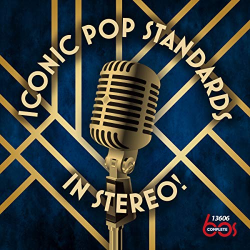 CD cover: vintage microphone on blue and gold art deco background.