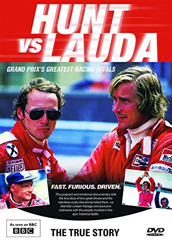 DVD cover featuring James Hunt and Niki Lauda, racing rivals.