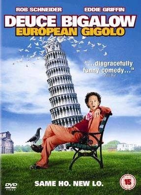 DVD cover for "Deuce Bigalow: European Gigolo" with man and leaning tower.