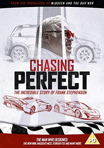 DVD cover for Chasing Perfect featuring Frank Stephenson with sketches of sports cars.