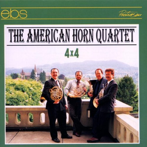 CD cover featuring four men with French horns, standing on a balcony.